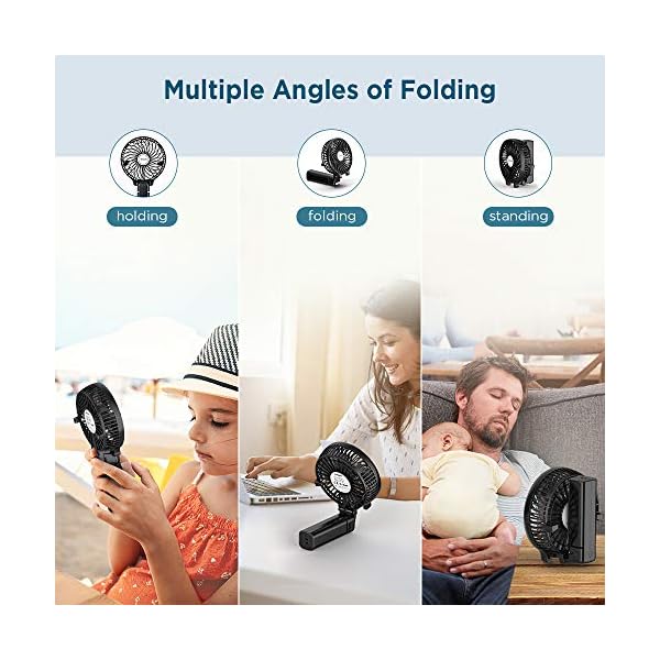 EasyAcc-Handheld-Electric-USB-Fans-Mini-Portable-Outdoor-Fan-with-Rechargeable-2600-mAh-Foldable-Handle-Desktop-for-Home-and-Travel-Black EasyAcc Handheld Electric USB Fans Mini Portable Outdoor Fan with Rechargeable 2600 mAh Foldable Handle Desktop for Home…