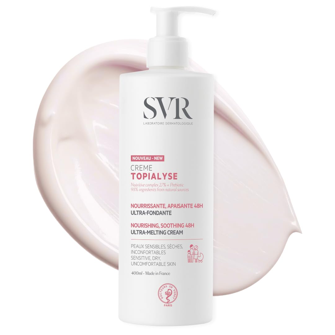 SVR TOPIALYSE Nourishing Face and Body Cream - 48hr Soothing Ultra-Melting Care for Dry Sensitive Skin, All Ages, 400ml