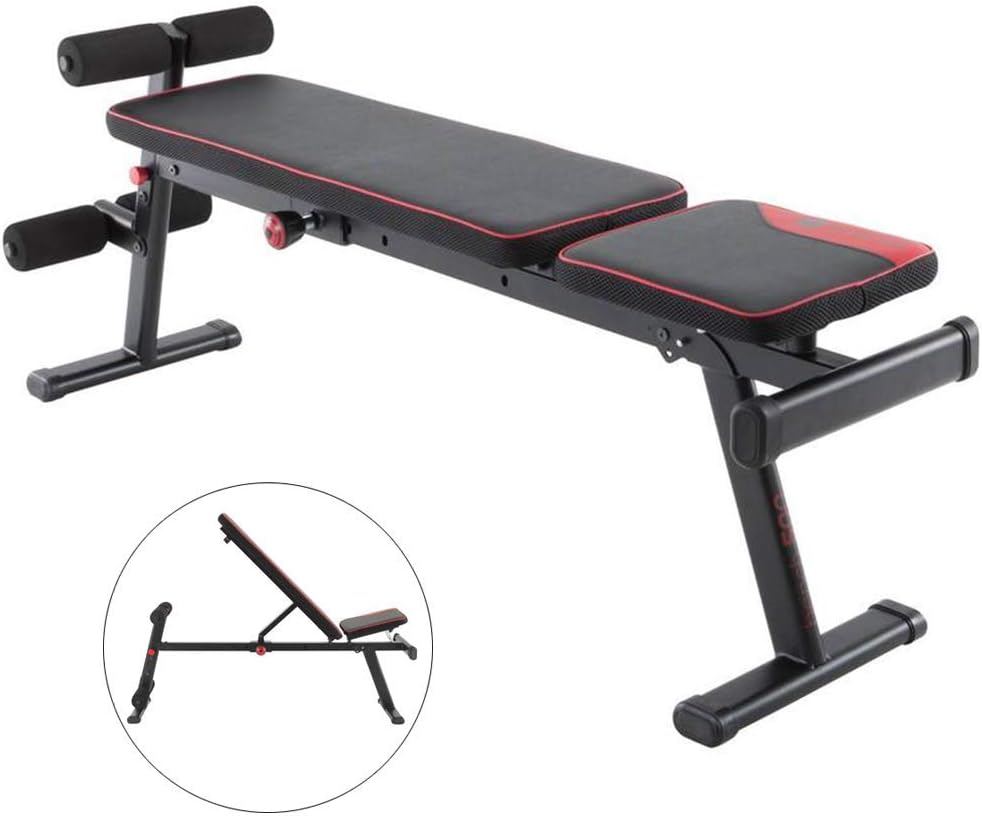LQUIDE Adjustable Weight Bench With Leg Extension And High Density Foam Padding, Multifunctional Exercise Training Sit Up Bench, Flat Incline Decline Workout Bench