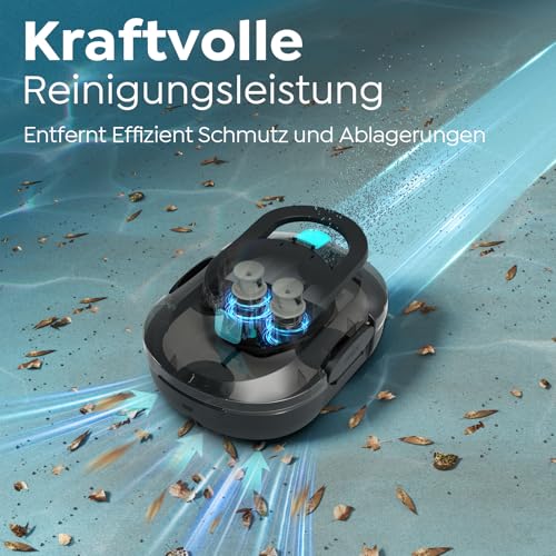 S1PRO 2026 Upgrade Poolroboter Akku, 120 Min Reinigungszeit, Leichter Poolsauger mit Dual-Antriebsmotoren, 2,5 Stunden Ladezeit, Auto Parken Poolreiniger für Flache Böden Pools bis 95 m², Tiefschwarz