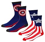 Captain America Mens Casual Crew Sock Set Pack of 2