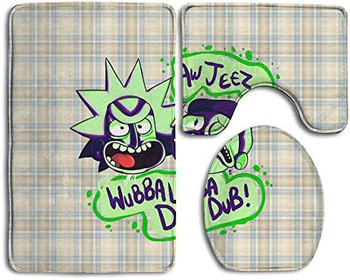 Avis N Rick And Morty Bathroom Rug 3 Piece Bath Mat Set Contour Rug And Lid Toilet Cover