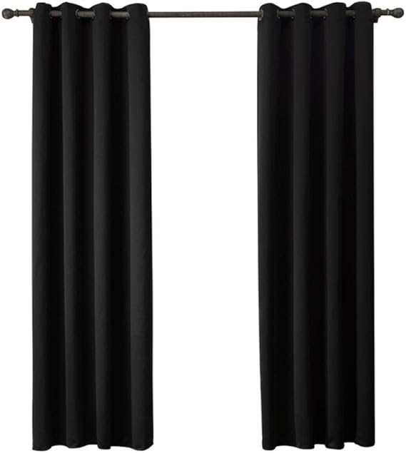 GYhxl sombreado Moderno Color Liso sólido Blackout Cortina Negra para
