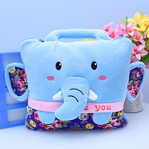 Kids Blanket Stuffed Animal Pillow Toys Air Conditional Blanket Soft Plush Pillow Blanket Combo (Elephant)