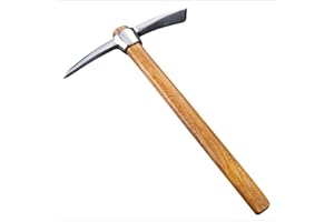icross-ep Garden Pick Mattock Hoe, Pickaxe Heavy Duty Pick Axe Hand Tool for Transplanting Digging Planting Loosening Soil Camping or Prospecting (17×9.4×1.3 Inches)