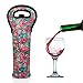 LAGUTE Wine Bottle Carriers Tote, Set of 3 Neoprene Champagne Bottles Protective Travel Bag for Safe Transportation, Gift for Wine Lovers, Great for Dating/Party/Camping -Tropical