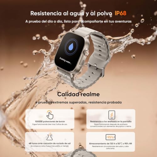realme Watch 5 Smartwatch con batteria di 20 giorni, smartwatch con 108 modalità sportive, monitor della salute, smartwatch IP68, NFC, argento