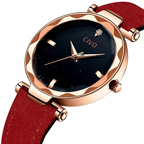 Montre Femme CIVO Bracelet Cuir - Quartz Analogique étanche 30M - Cadran 30mm élégant