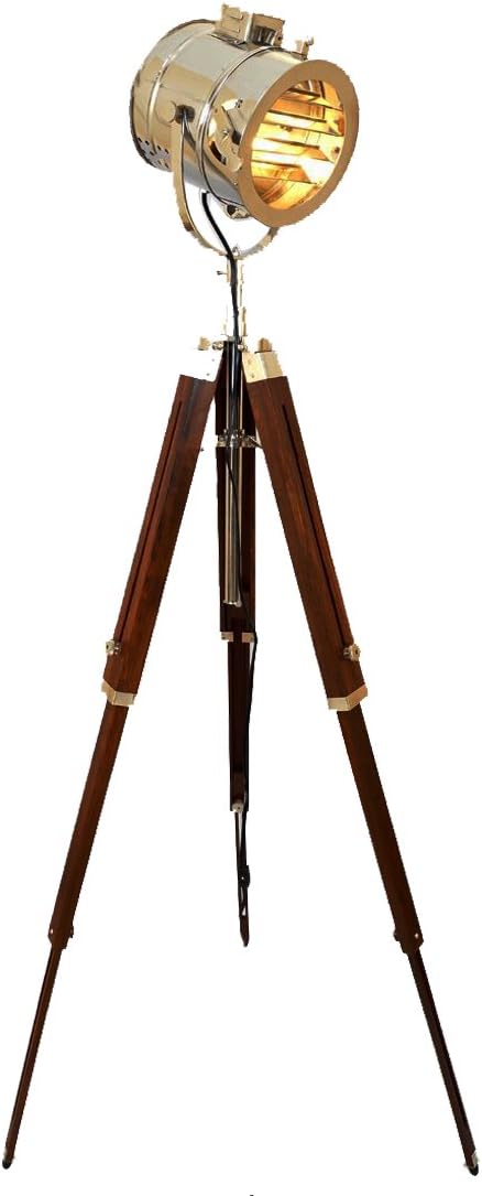 Marine Signal Tripod Floor Lamp - Hand Made with Brilliant Chrome Finish