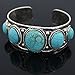 Jianxi Woman Jewelry Fashion Bohemia Style Synthetic Compressed Turquoise Bracelet Antique Rgentium Plated Base Vintage Bangle …