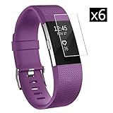 Fitbit Charge 2 Screen Protector (6-Pack), Jelly Comb 2 HD Clear Anti-Bubble Film Full Coverage Screen Protector for Fitbit Charge Smart Watch