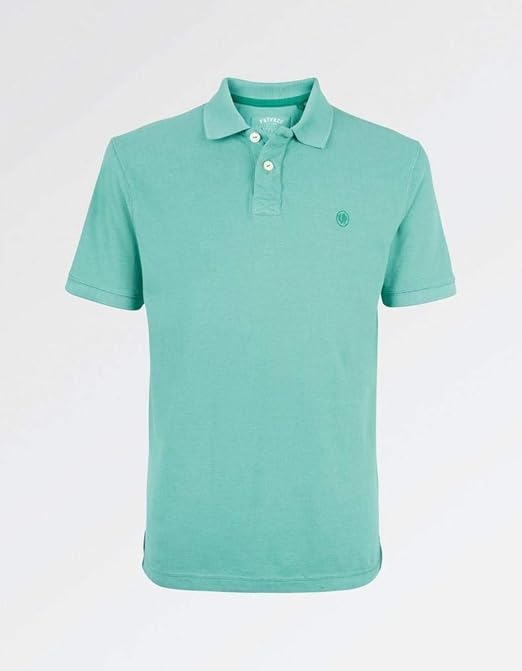 Fat Face Men's Organic Pique Polo Shirt, Green (Fresh Mint), XLarge