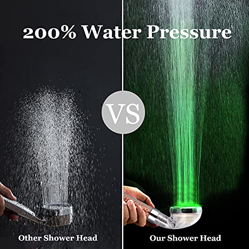 LED Shower Head with High Pressure, Handheld Showerhead with Shower Filter, Water Saving, 7 Colors Changing Automatically, for Hard Water Repair Dry Skin and Hair, No Batteries Need, No Hose (7-Color)