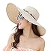 Adrinfly Women Foldable Floppy Wide Brim Straw Sun Hat Travel Packable Adjustable Summer Beach Accessories Hat UV UPF 50+
