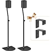 Height Adjustable Speaker Stand Pair Extend 33" to 42" with Wall Mount for Samsung, Vizio, Bose, LG, Roku Rear Speakers and M