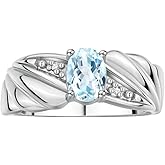 Rylos Angel Wing Birthstone Ring 7X5MM Gemstone & Diamonds - Elegant Stone Jewelry for Women in Sterling Silver, Available in Sizes 5-10