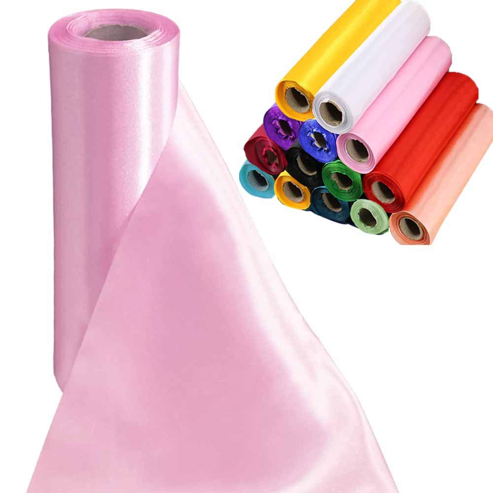 Time to Sparkle 29cmx20m (Pink) Satin Roll Sash Fabric Chair Cover Bows Table Runner Sashes Swags for Wedding Party