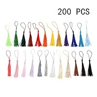 Swity Home 200 pcs 5 inch Silky Tassels Handmade Soft Craft Mini Tassels with Loops and Small Chinese Knot for Jewelry Making Souvenir Bookmarks DIY Craft Accessory Decoration 20 Colors 10 Pcs of Each