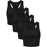 Boao 4 Pieces Basic Crop Tank Tops Sleeveless Racerback Crop Top for Women