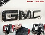 GMC Sierra / Yukon Black Carbon Fiber Front and Rear Grill Emblem Overlay Wrap Kit- (2 Kits)(7-17)