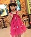 Kids Girls A-line Tulle Dress Sleeveless Sundress Bow Floral Skirt (6-7 Years, Rose Red)