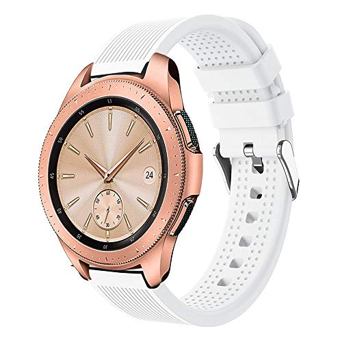 Insaneness Pure Colour Stripe Sport Soft Silicon Accessory Watch Band for Samsung Galaxy Watch 42mm (White)