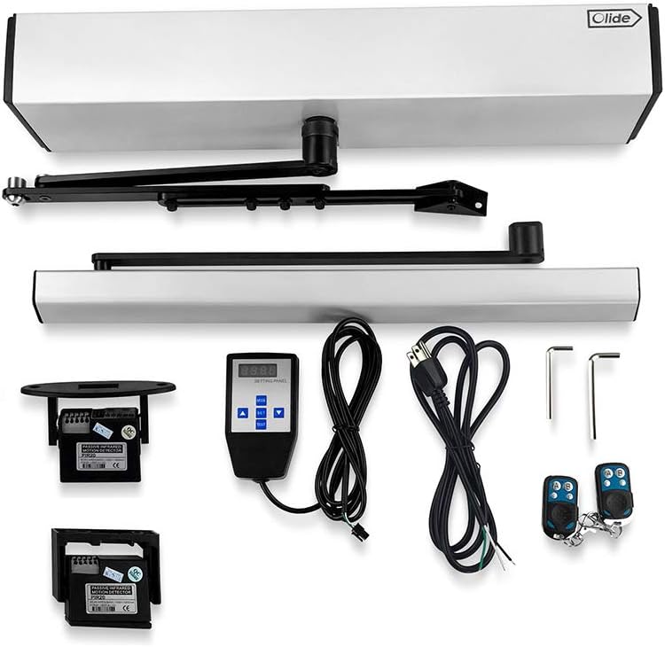 Olide Swing Door Closer,Automatic Door Opener and Closer (KIT2), Silver, with Passive Infrared Sensors