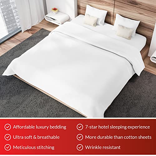 Infinitee Xclusives Premium White Queen Sheets Set 4 Piece Bed Sheets
