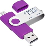 BORLTER CLAMP 32GB USB Flash Drive OTG Micro USB Swivel Thumb Drive Purple