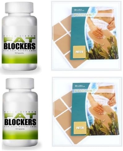 2x FAT BLOCKERS + 2x FUCUS PATCH Combo Pack Premium Extra Strong Fat Blockers For quick weight loss !! Slimming Dieting Pills Supplement + "YouLookSlim" Extra Strength Fucus Patches Acai Berry & Green Tea Patch