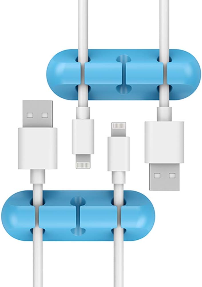 2 Pack Cable Clips - Simr Cord Organizer, Cable Management, 6mm Wire Holder System - Rubber Adhesive Cord Hooks fit Home, Office, Cubicle, Car, Desk Accessories