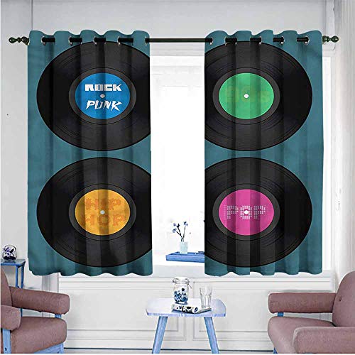 Zzmdear Printed Curtain 90s Music Vinyl Discs Lp Rock Pop Bedroom