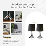 MiniSun Modern Chrome Teardrop Touch Table Lamps Pink Fabric Shades Set of 2 5W view 2