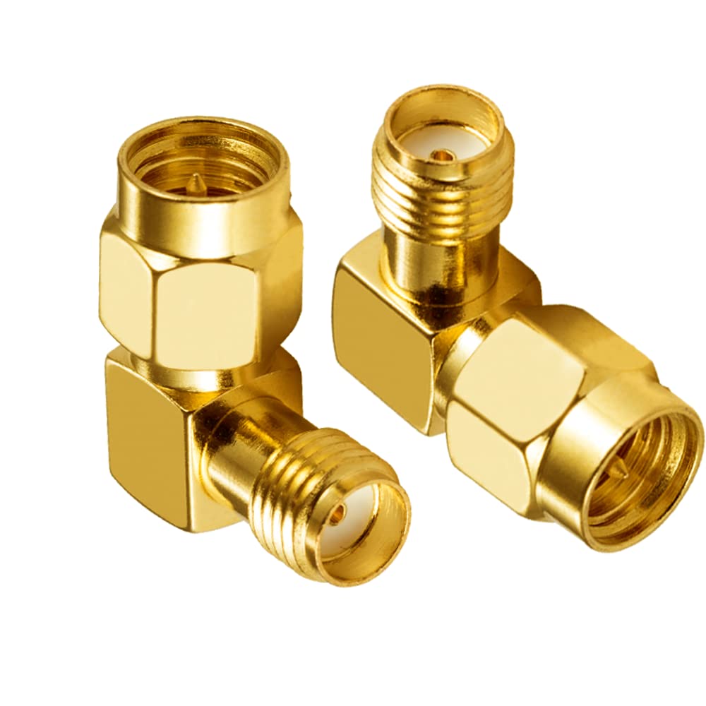 Vecys SMA Adapter SMA Male to Female Adapter Angle Right 90° 4G Adapter for RF Coax Cable PCI Card 2G 3G 4G Wifi Antenne Router Wireless WLAN Network (2 pcs)