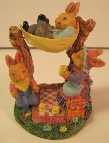 Bunny Family Picnic Easter Figurine, 2 3/4 Inches