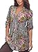 Dokotoo Womens Ladies Split V Neck Floral Print Work Peasant High Low Cotton Floral Flower Print Blouses T Shirts Under 20 Grey X-Large