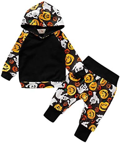 Clothing Outfit Halloween Newborn Boys Girls Pumpkin Hoodie T Shirt & Trousers Costume Set