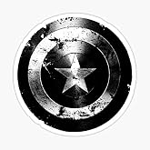 decals Captain Shield-USA-Star Eroded Sticker [Americana, Waterproof, Outdoor, Vinyl, Round, Letter Print, 1 Count, Adult, Single Use]