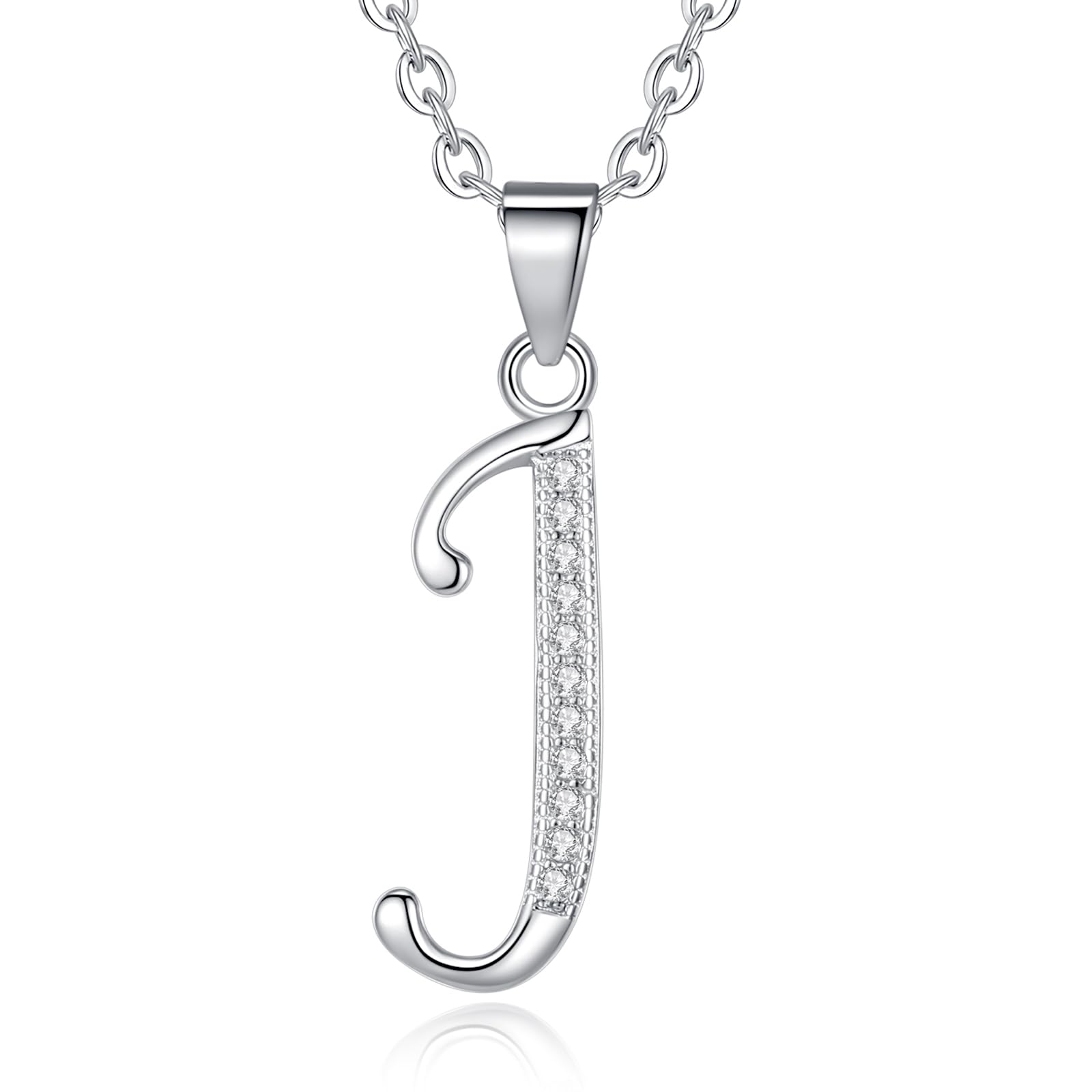 VIKI LYNN Initial Pendant J 925 Sterling Silver Letter Necklace with Cubic Zirconia Personalised Gifts for Women Ladies — image 1