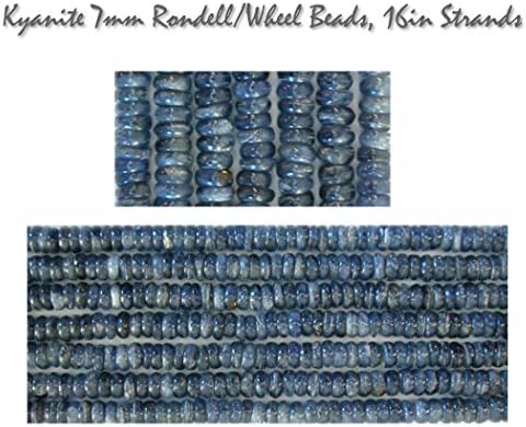 Genuine Natural Kyanite 7mm Rondell/Wheel Gemstone Beads, 16 inch strand, for Jewelry Making