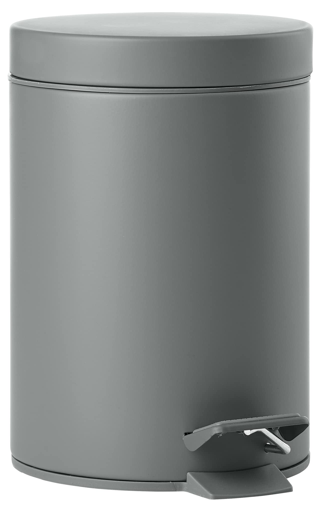 Zone Denmark Only 3L Round Stainless Steel Grey Bin – Rubbish Bin 3 L, Round, Stainless Steel, Grey, Pedal, 17 cm