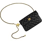 AMPOSSTO Women's PU Leather Chain Belt Bag Fashion Waist Purse Fanny Pack Evening Clutch Handbag with Detachable Chain