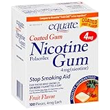 Equate - Nicotine Gum 4 mg, Coated, Fruit Flavor, 100 Pieces