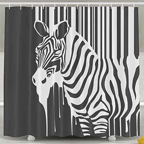 ZMLSJY Black Zebra Tasteless/Non Toxic/Eco-Friendly Mould-proof, Polyester Fabric Waterproof Curtain With Hooks, Design Printing Shower Curtains For Bathroom