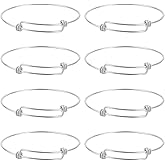 Beebeecraft 10Pcs Expandable Bangle Bracelets 304 Stainless Steel Retractable Blank Adjustable Wire Bracelets for Jewelry Making Diy Gift Bracelets Crafts Women Men Adult