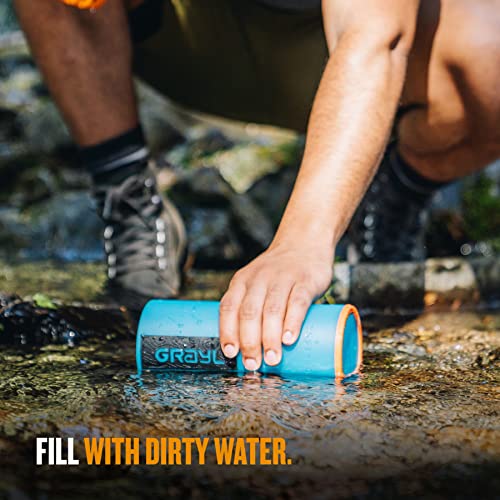 GRAYL GeoPress Botella purificadora de agua de 24 onzas, filtro para senderismo, camping, supervivencia, viajes (azul balí)