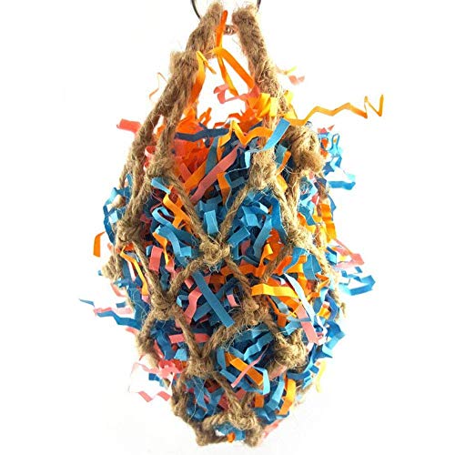 Keersi Jute Paper Strips Bird Chew Toy Pet Parrot Parakeet Cockatiel Conure Cockatoo African Grey Macaw Eclectus Amazon Lovebird Finch Budgie Cage Supply Accessories