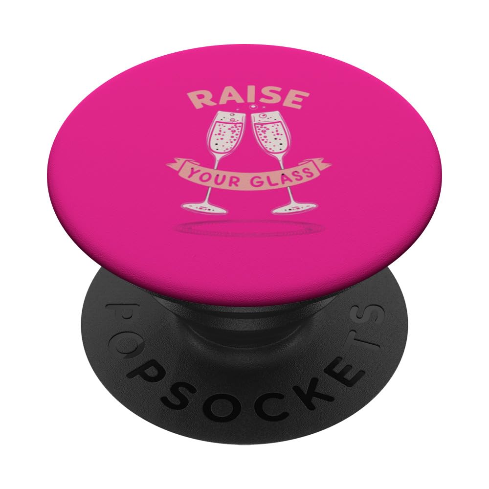 Raise Your Glass Celebration Pink Party PopSockets Swappable PopGrip