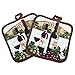 Lobyn Value Packs - Wine Lover’s Kitchen Set: 5 Pieces with Grape & Wine Bottle Motif, includes 2 Artistic Dish Towels, Oven Mitt, and 2 Quilted Potholders