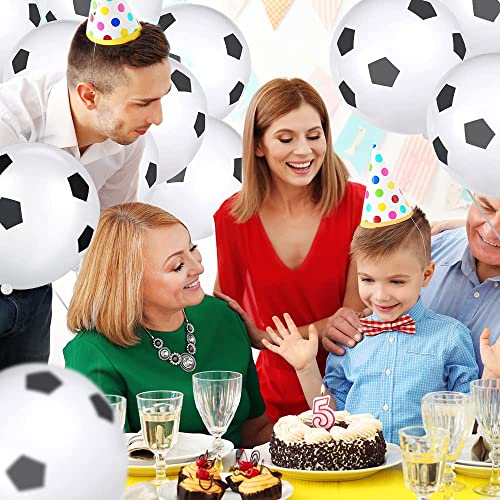 20 Pcs Football Balloons, 12 Inch Black White Soccer Latex, World Cup Theme Party Supplies for Sport Theme, Kids Birthday, Football Fans Party Bag Fillers